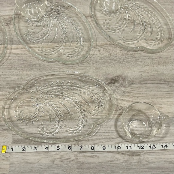 Vintage 1950s 8pc Federal Glass Homestead Snack Set Cups Plates Original Box - Picture 4 of 10